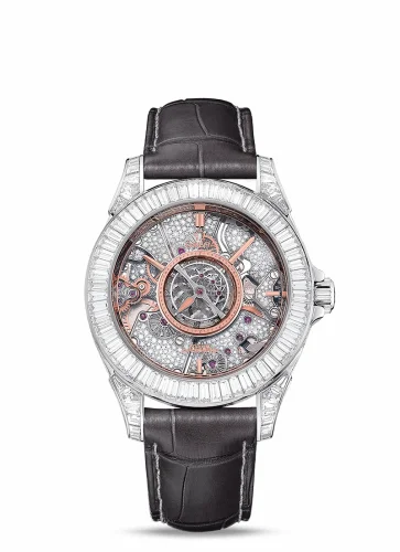 Omega De Ville Tourbillon Co-Axial Platinum / Baguette / Snow / Omega Boutique 513.98.39.21.56.001 (51398392156001)